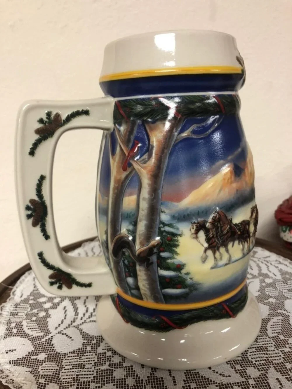 Budweiser Christmas Stein 2000 Vintage Beer Mug Holiday Decor